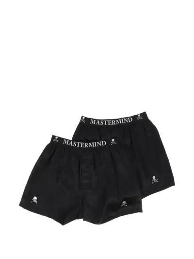 Mastermind Japan Logo-waistband Silk Boxers (set Of Two) In Black