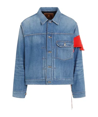 Mastermind Japan Long-sleeved Denim Jacket In Blue