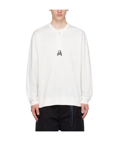 Mastermind Japan White Embroidered Long Sleeve T-shirt