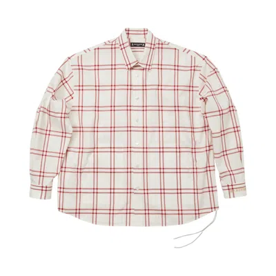 Pre-owned Mastermind Japan Loose Fit Plaid Long-sleeve Shirt 'white/red' | Men's Size S