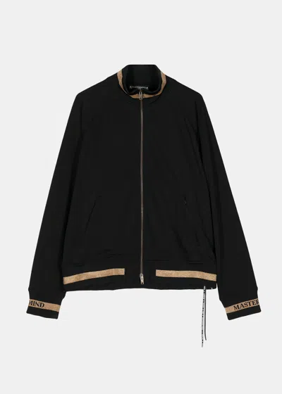 Mastermind Japan Stripe-trim Metallic Track Jacket In Black X Gold