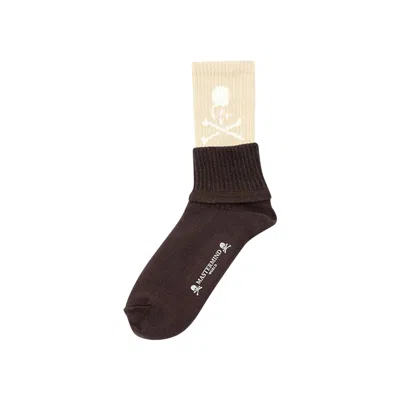 Pre-owned Mastermind Japan Mastermind World Double Layer Crew Socks 'brown' | Men's Size M