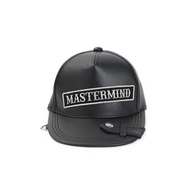 Mastermind Japan Mastermind World Faux Leather Mini Cap In Black