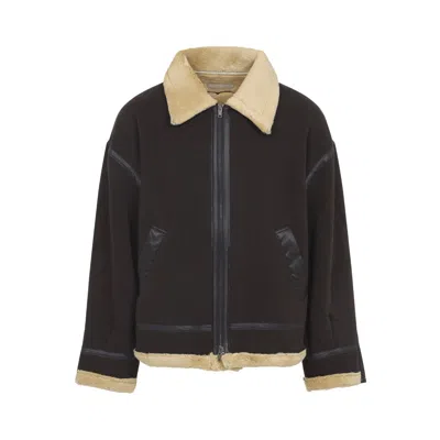 Mastermind Japan Cotton Mouton Jacket Shearling Collar In Black