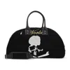 Mastermind Japan Skull Embroidered Velvet Duffle Bag In Black