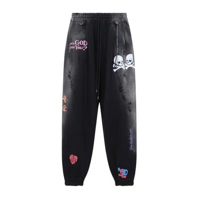 Mastermind Japan Mastermind World Vintage Doodle Cotton Sweatpants For Men In Black