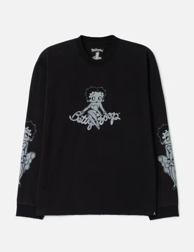 Mastermind Japan Mastermind World X X Betty Boop Damaged Boxy Long Sleeve T-shirt In Black