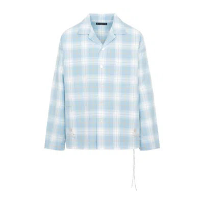 Mastermind Japan Men's Blue Plaid Open Collar Shirt For Ss24
