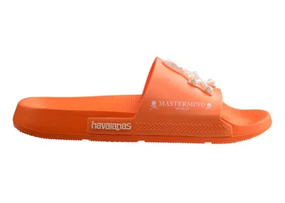 Pre-owned Mastermind Japan Men's Havaianas Mastermind Slide Sneakers In Tangerine/white