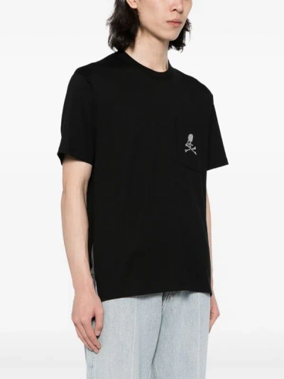 Mastermind Japan Swing-open Cotton T-shirt In Black/charcoal