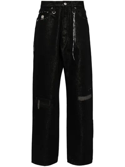 Mastermind Japan Metallic-effect Jeans In Black