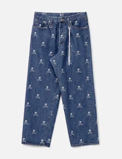 Mastermind Japan Monogram Wide Denim Pants In Blue