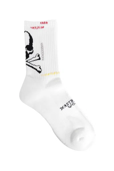 Mastermind Japan Mw Stitch Ribbed Knit Socks In White