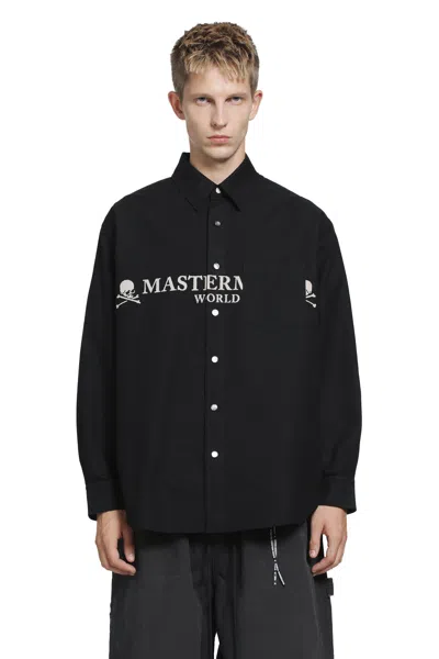 Mastermind Japan Logo-print Cotton Oxford Shirt In Black