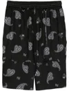 Mastermind Japan Paisley-print Bermuda Shorts In Black