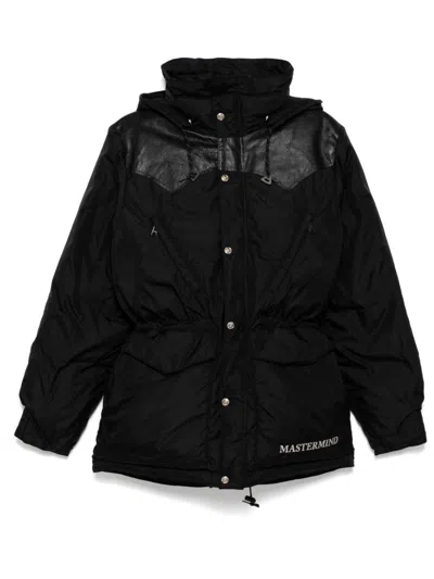 Mastermind Japan Panel Embroidered-logo Padded Jacket In Black