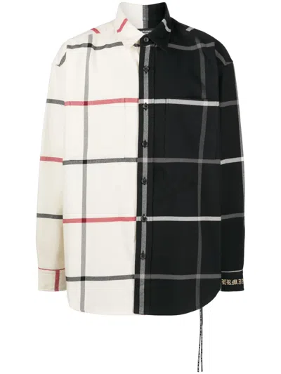 Mastermind Japan Panelled Check-pattern Shirt In White