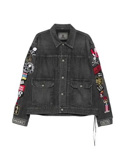 Mastermind Japan Patched Denim Jacket In Gray