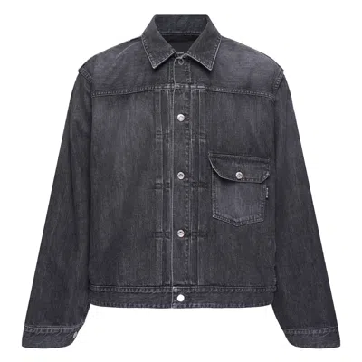 Mastermind Japan Patchwork Jacquard Denim Jacket In Black