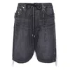 Mastermind Japan Distressed Drawstring Denim Shorts In Black