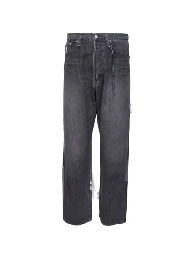 Mastermind Japan Patchwork Jacquard Straight Denim In Black
