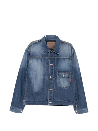 Mastermind Japan Patchwork Jacquarded Denim Jacket In Black