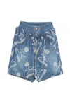 Mastermind Japan Patterned Denim Shorts In Blue