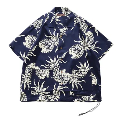 Mastermind Japan Pineapple Washable Silk Shirt In Blue