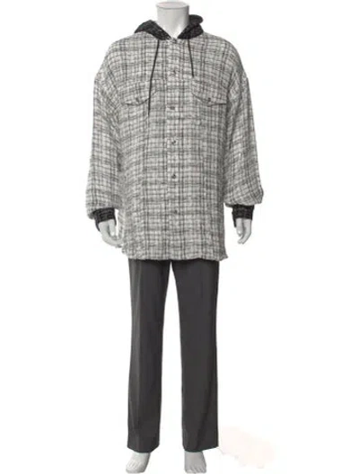 Pre-owned Mastermind Japan Plaid Print Crew Neck Hoodie In White