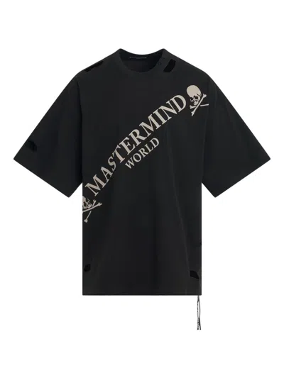 Mastermind Japan Distressed-effect Cotton T-shirt In Black