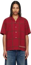 Mastermind Japan Red Windowpane Plaid Shirt In Red