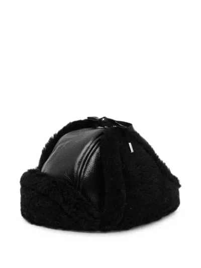 Mastermind Japan Shearling-trim Leather Pilot Hat In Black