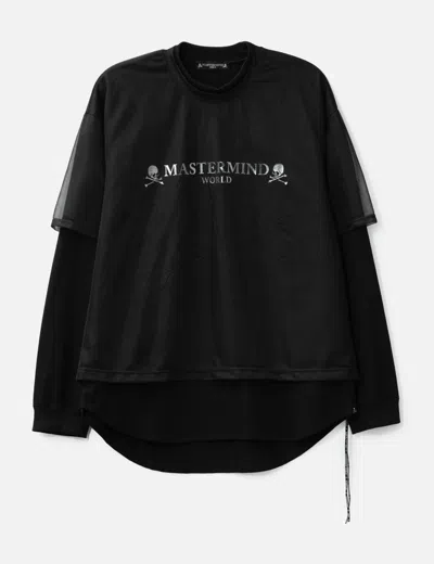 Mastermind Japan Sheer Layered Boxy Long Sleeve T-shirt In Black