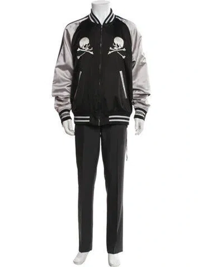 Pre-owned Mastermind Japan Silk Graphic Print Bomber Jacket In Black