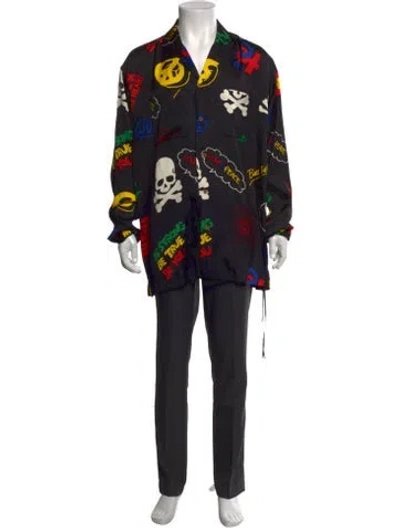 Pre-owned Mastermind Japan Silk Graphic Print Shirt W/ Tags In Black
