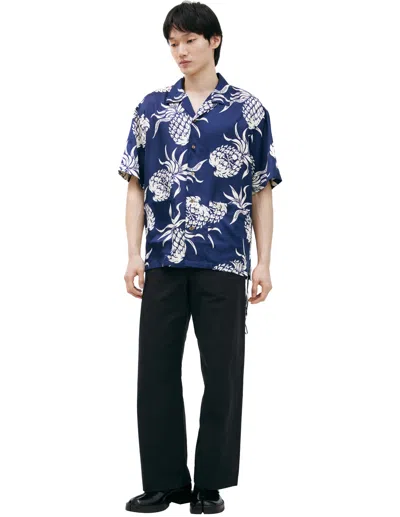 Mastermind Japan Silk Shirt With A Solid-color Print In Blue