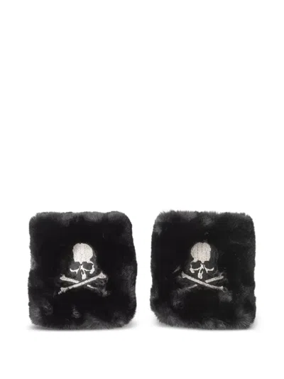 Mastermind Japan Skull-appliqué Faux-fur Gloves In Black