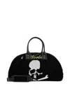 Mastermind Japan Skull Embroidered Velvet Duffle Bag In Black