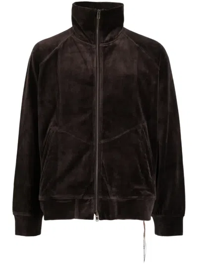 Mastermind Japan Skull-embroidered Zip-up Jacket In Brown