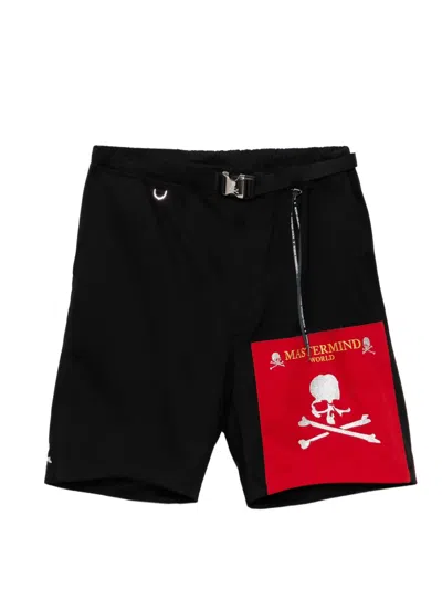 Mastermind Japan Skull-embroidered Shorts In Black