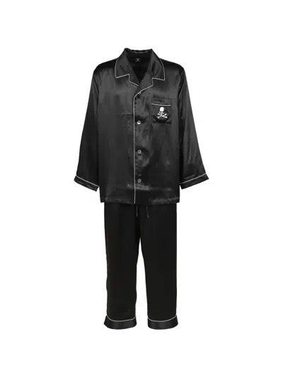 Mastermind Japan Skull-embroidered Silk Pajama In Black