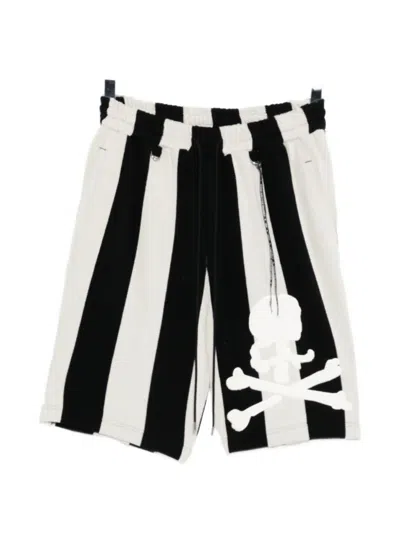 Mastermind Japan Skull-patch Striped Shorts In Multi