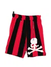 Mastermind Japan Skull-patch Striped Shorts In Multi