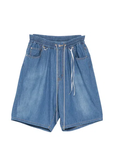 Mastermind Japan Skull-patched Drawstring Shorts In Blue