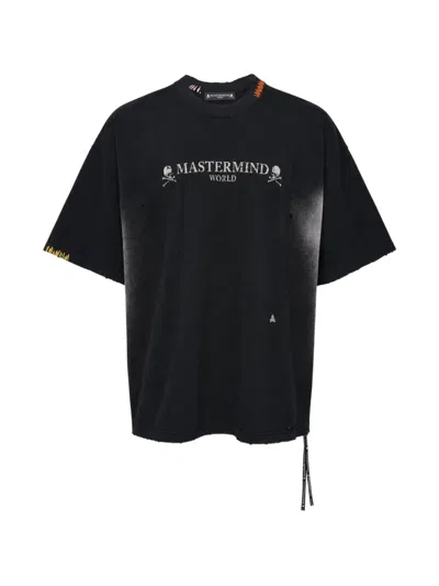 Mastermind Japan Skull-print Distressed-effect T-shirt In 블랙