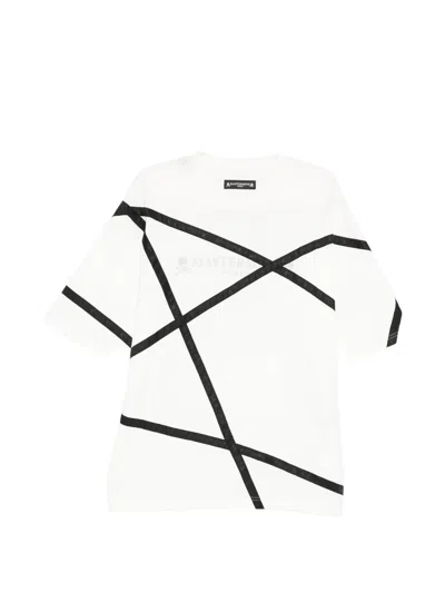 Mastermind Japan Skull-print Tape-detail T-shirt In White