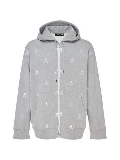 Mastermind Japan Skull-print Zipped Hoodie In Gray