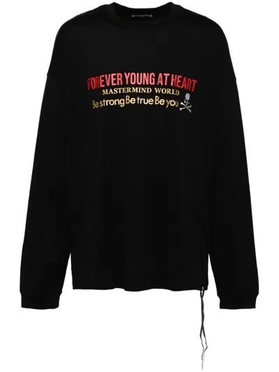 Mastermind Japan Slogan Print Long-sleeves T-shirt In Schwarz