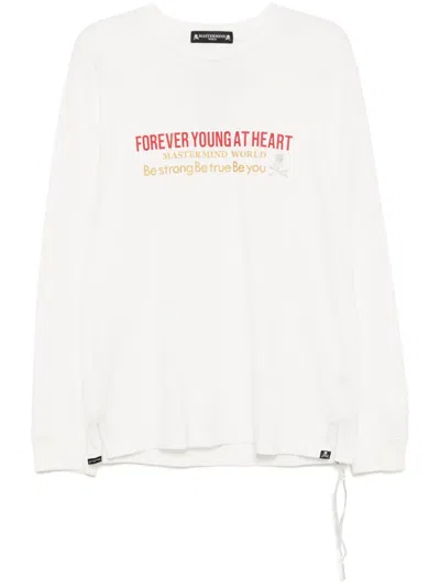 Mastermind Japan Slogan Print Long-sleeves T-shirt In Weiss