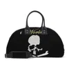 Mastermind Japan Spacious Black Travel Bag With Embroidered Skull Motif In Black